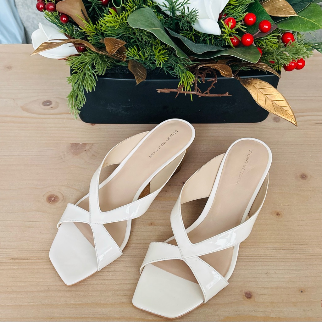 Stuart Weitzman Cream White Miami Wedge Women's Sandals Size 10 Nwot